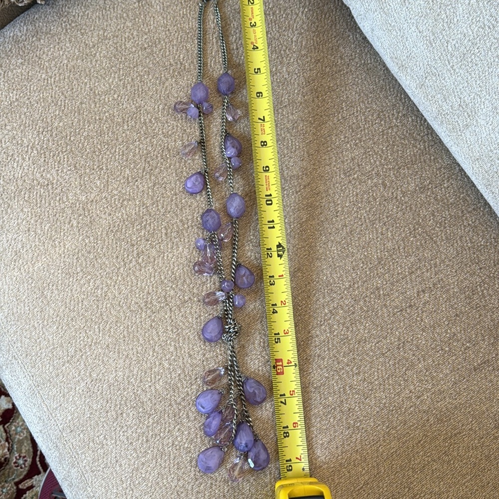EUC Vintage LOFT Elegant Purple Beaded Necklace with Silver Chain, 19” - Picture 2 of 6